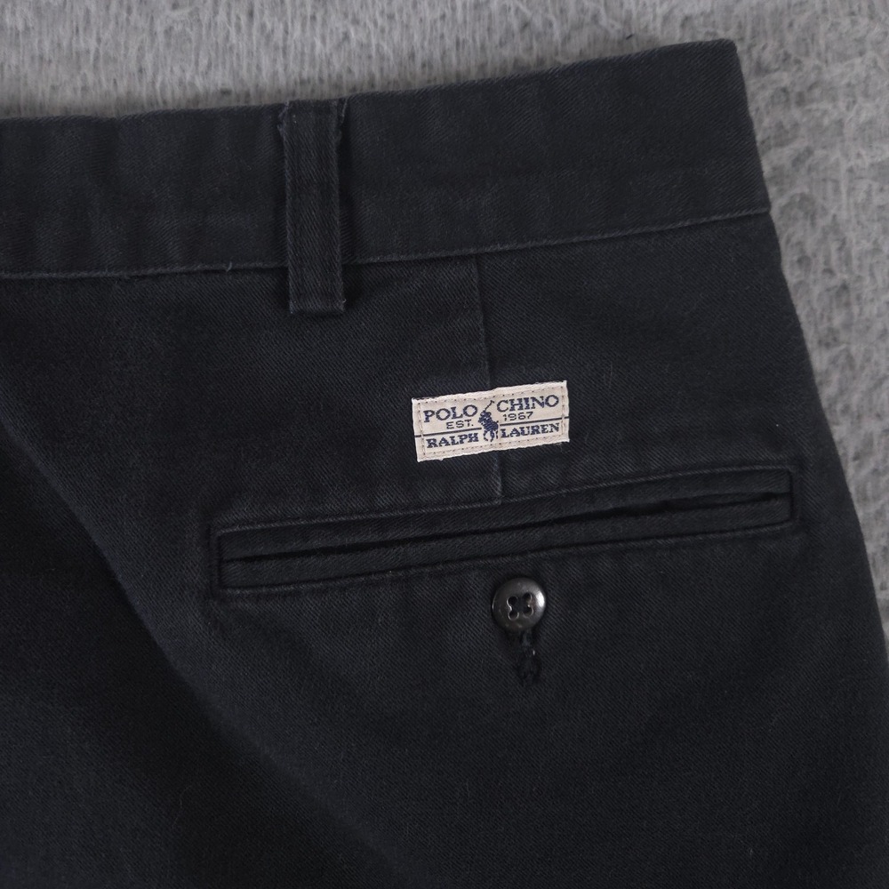 VINTAGE Polo Ralph Lauren Pants Mens 34x32 Black Hammond Cotton Pleated 90s Y2K - Picture 9 of 11